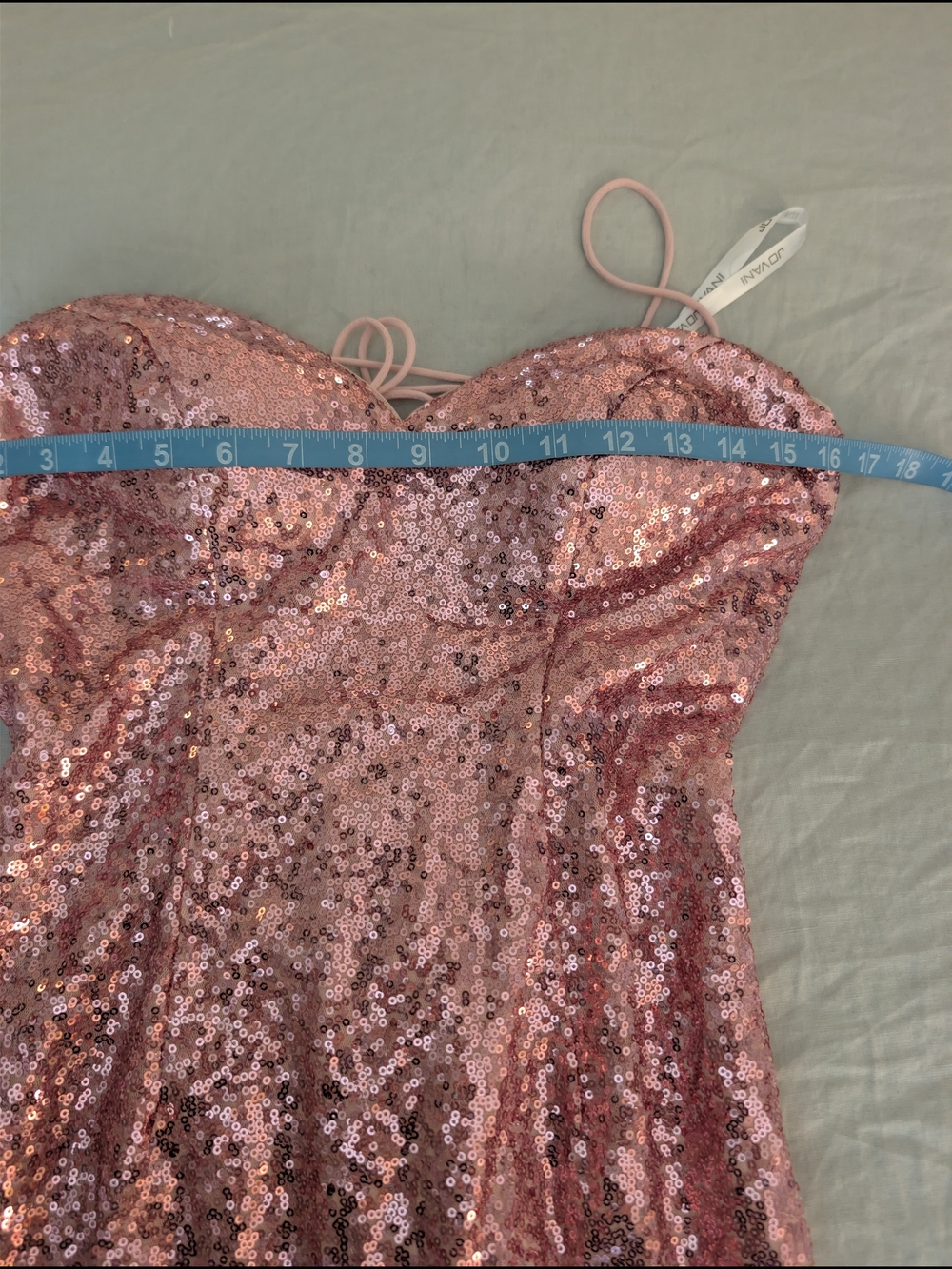 NWT Jovani 40100 Pink Sequin Bow Slit Prom Formal Gown Size 8 - Picture 7 of 7